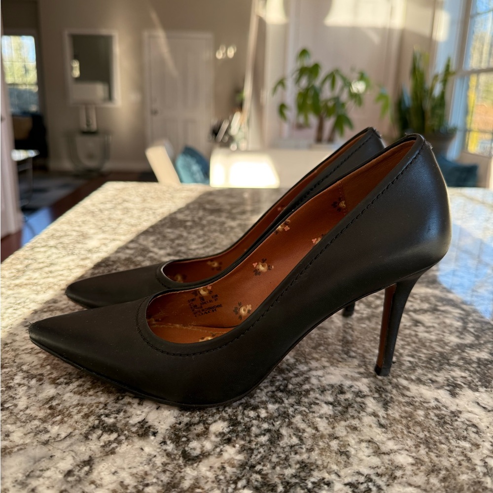Coach Black Leather Pointed-Toe Stiletto Heels